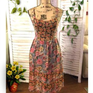 Floral Hippie Bojo Gypsy Dress - Adjustable Halter